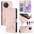 For Infinix Note 12 2023 Cat Rat Embossed Pattern RFID Leather Phone Case with Lanyard(Pink) - 1