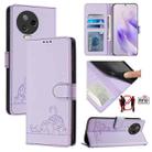 For Infinix Note 12 2023 Cat Rat Embossed Pattern RFID Leather Phone Case with Lanyard(Purple) - 1