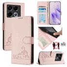 For Infinix Note 40 5G Cat Rat Embossed Pattern RFID Leather Phone Case with Lanyard(Pink) - 1