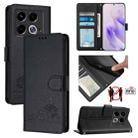 For Infinix Note 40 5G Cat Rat Embossed Pattern RFID Leather Phone Case with Lanyard(Black) - 1