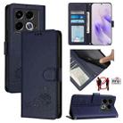 For Infinix Note 40 5G Cat Rat Embossed Pattern RFID Leather Phone Case with Lanyard(Blue) - 1