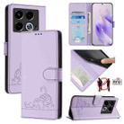 For Infinix Note 40 5G Cat Rat Embossed Pattern RFID Leather Phone Case with Lanyard(Purple) - 1