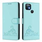 For Infinix Hot 10i Cat Rat Embossed Pattern RFID Leather Phone Case with Lanyard(Mint Green) - 2