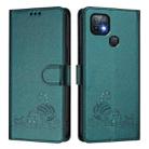 For Infinix Hot 10i Cat Rat Embossed Pattern RFID Leather Phone Case with Lanyard(Peacock Green) - 2