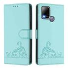 For Infinix Hot 10T / 10s Cat Rat Embossed Pattern RFID Leather Phone Case with Lanyard(Mint Green) - 2