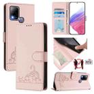 For Infinix Hot 10T / 10s Cat Rat Embossed Pattern RFID Leather Phone Case with Lanyard(Pink) - 1