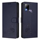 For Infinix Hot 10T / 10s Cat Rat Embossed Pattern RFID Leather Phone Case with Lanyard(Blue) - 2