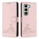 For Infinix Hot 50 4G Cat Rat Embossed Pattern RFID Leather Phone Case with Lanyard(Pink) - 2