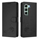 For Infinix Hot 50 4G Cat Rat Embossed Pattern RFID Leather Phone Case with Lanyard(Black) - 2