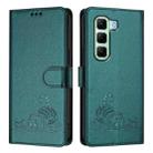 For Infinix Hot 50 4G Cat Rat Embossed Pattern RFID Leather Phone Case with Lanyard(Peacock Green) - 2