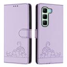 For Infinix Hot 50 4G Cat Rat Embossed Pattern RFID Leather Phone Case with Lanyard(Purple) - 2