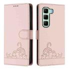 For Infinix Hot 50 5G Cat Rat Embossed Pattern RFID Leather Phone Case with Lanyard(Pink) - 2