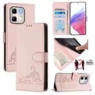 For Infinix Hot 50i 5G / Smart 9 4G Cat Rat Embossed Pattern RFID Leather Phone Case with Lanyard(Pink) - 1