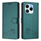 For Infinix Note 40X 5G Cat Rat Embossed Pattern RFID Leather Phone Case with Lanyard(Peacock Green) - 2