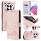 For Infinix Zero 40 4G / 5G Cat Rat Embossed Pattern RFID Leather Phone Case with Lanyard(Pink) - 1