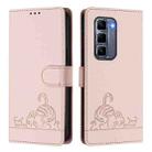 For Infinix Hot 50 Pro+ 4G Cat Rat Embossed Pattern RFID Leather Phone Case with Lanyard(Pink) - 1