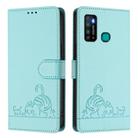 For Infinix Hot 9 / Hot 9 Pro Cat Rat Embossed Pattern RFID Leather Phone Case with Lanyard(Mint Green) - 2