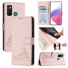 For Infinix Hot 9 / Hot 9 Pro Cat Rat Embossed Pattern RFID Leather Phone Case with Lanyard(Pink) - 1