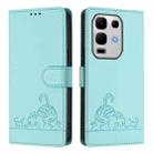 For Infinix Note 50s Cat Rat Embossed Pattern RFID Leather Phone Case with Lanyard(Mint Green) - 2