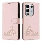 For Infinix Note 50s Cat Rat Embossed Pattern RFID Leather Phone Case with Lanyard(Pink) - 2