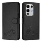 For Infinix Note 50s Cat Rat Embossed Pattern RFID Leather Phone Case with Lanyard(Black) - 2