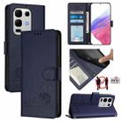 For Infinix Note 50s Cat Rat Embossed Pattern RFID Leather Phone Case with Lanyard(Blue) - 1