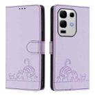 For Infinix Note 50s Cat Rat Embossed Pattern RFID Leather Phone Case with Lanyard(Purple) - 2
