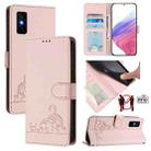 For Infinix GT 30 Pro Cat Rat Embossed Pattern RFID Leather Phone Case with Lanyard(Pink) - 1