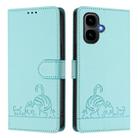 For Infinix Smart 10 4G / Tecno Pop 10 Cat Rat Embossed Pattern RFID Leather Phone Case with Lanyard(Mint Green) - 2