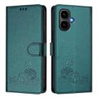 For Infinix Smart 10 4G / Tecno Pop 10 Cat Rat Embossed Pattern RFID Leather Phone Case with Lanyard(Peacock Green) - 2