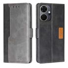 For Itel P55+ 4G Contrast Color Side Buckle Leather Phone Case(Black + Grey) - 1