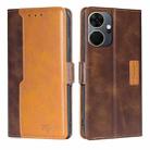 For Itel P55+ 4G Contrast Color Side Buckle Leather Phone Case(Dark Brown + Gold) - 1