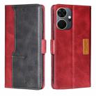 For Itel P55+ 4G Contrast Color Side Buckle Leather Phone Case(Red + Black) - 1