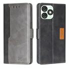 For Itel A50 4G Contrast Color Side Buckle Leather Phone Case(Black + Grey) - 1