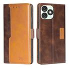 For Itel A50 4G Contrast Color Side Buckle Leather Phone Case(Dark Brown + Gold) - 1