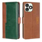 For Itel A50 4G Contrast Color Side Buckle Leather Phone Case(Light Brown + Green) - 1