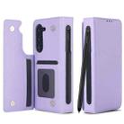 For Samsung Galaxy Z Fold7 Solid Color Multifunctional Folding Leather Phone Case with Pen Slot(Purple) - 2