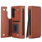 For Samsung Galaxy Z Fold7 Solid Color Multifunctional Folding Leather Phone Case with Pen Slot(Brown) - 2