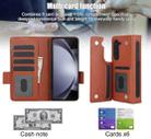 For Samsung Galaxy Z Fold7 Solid Color Multifunctional Folding Leather Phone Case with Pen Slot(Brown) - 3