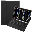 For iPad Pro 11 2024 A13B-A Lambskin Texture Bluetooth Touch Square Keyboard Leather Tablet Case with Pen Slot(Black) - 1