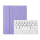 For iPad Pro 11 2024 A13B-A Lambskin Texture Bluetooth Touch Square Keyboard Leather Tablet Case with Pen Slot(Lilac) - 2
