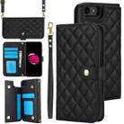 For iPhone 7 / 8 / SE 2022 Crossbody Multifunction Rhombic Leather Phone Case(Black) - 1