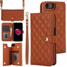 For iPhone 7 / 8 / SE 2022 Crossbody Multifunction Rhombic Leather Phone Case(Brown) - 1