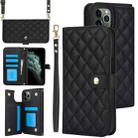 For iPhone 11 Pro Crossbody Multifunction Rhombic Leather Phone Case(Black) - 1