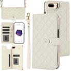 For iPhone 7 Plus / 8 Plus Crossbody Multifunction Rhombic Leather Phone Case(White) - 1