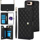 For iPhone 7 Plus / 8 Plus Crossbody Multifunction Rhombic Leather Phone Case(Black) - 1