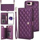 For iPhone 7 Plus / 8 Plus Crossbody Multifunction Rhombic Leather Phone Case(Dark Purple) - 1