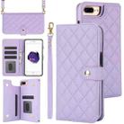 For iPhone 7 Plus / 8 Plus Crossbody Multifunction Rhombic Leather Phone Case(Purple) - 1