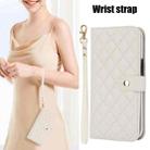 For iPhone 16 Pro Max Crossbody Multifunction Rhombic Leather Phone Case(White) - 2