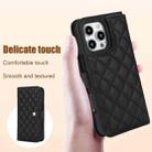 For iPhone 16 Pro Max Crossbody Multifunction Rhombic Leather Phone Case(Black) - 3